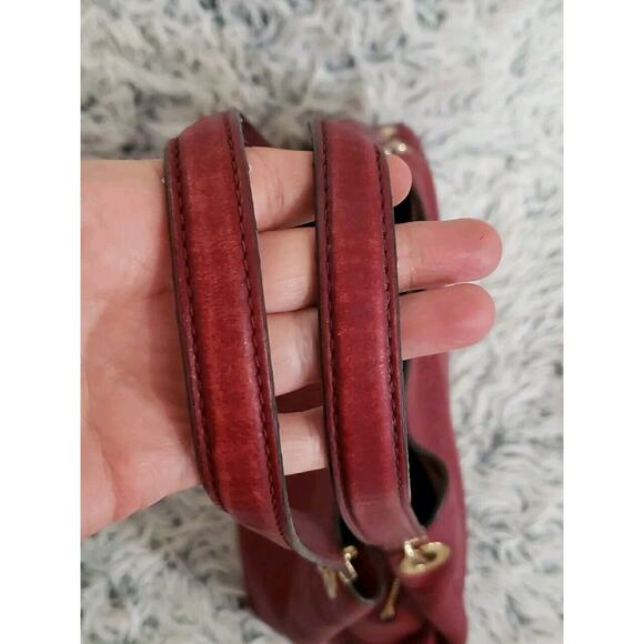 Michael Kors Raven Crimson Red Leather Shoulder Tote Bag Large Tri-Section, COA - Picture 9 of 16